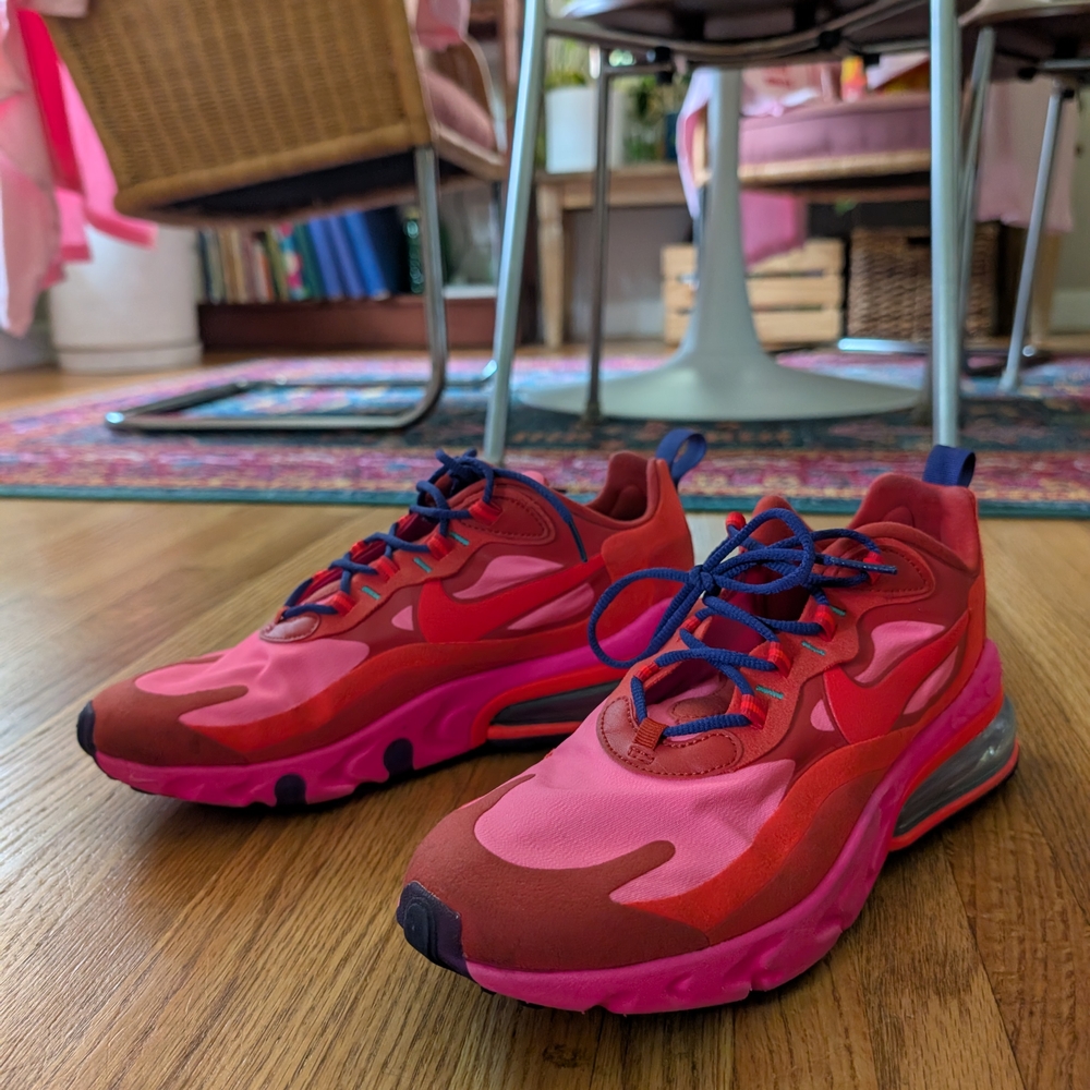 Vibrant Pink and Red Sneakers